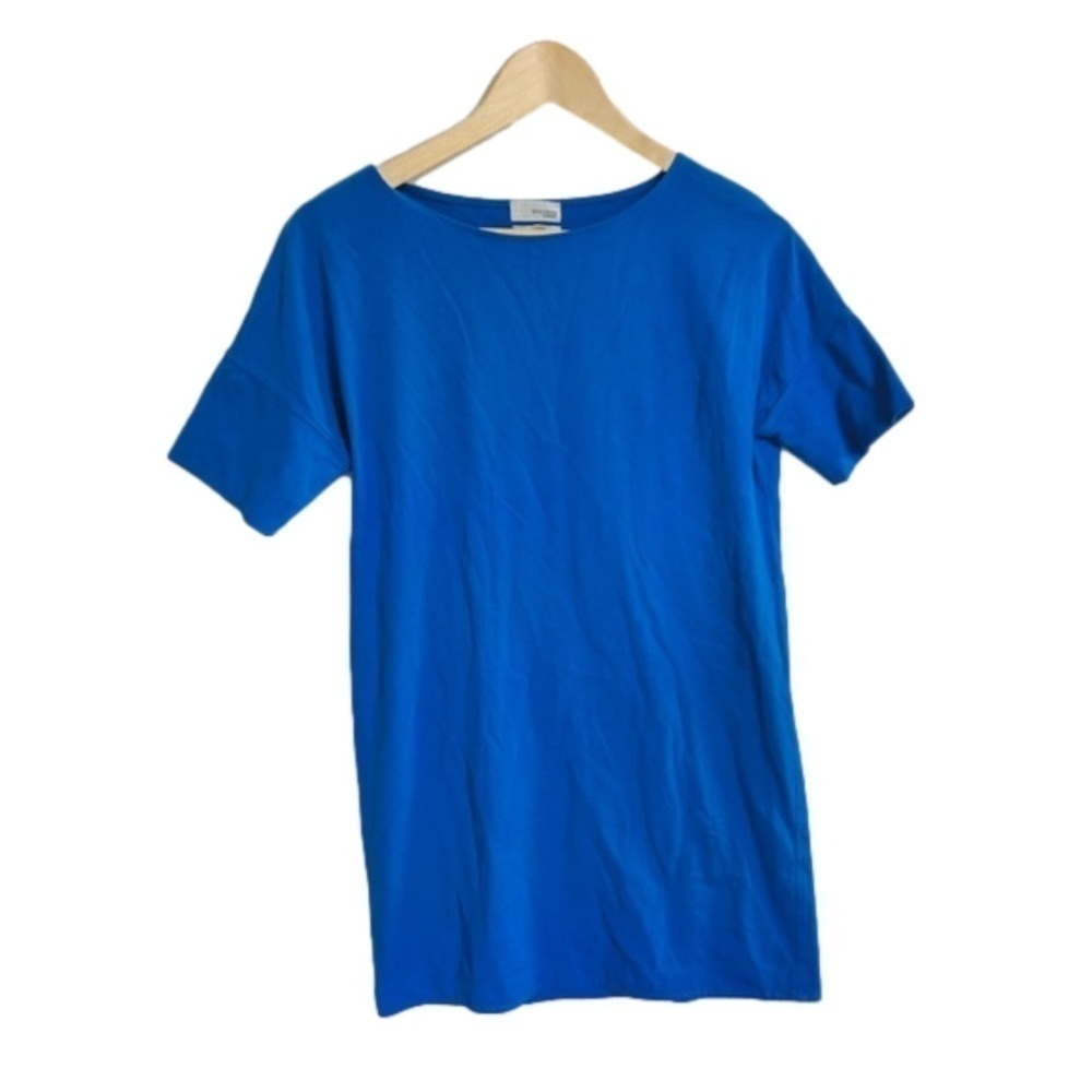 Aritzia Wilfred Free Shirt Dress Royal Blue Size Mini Short Sleeve 100% Cotto